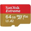 SanDisk Extreme 64GB SDXC / UHS/1, V30, A1, viteza pana la 160 MB/s