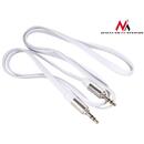 MACLEAN Cablu audio plat cu mufe drepte, Jack Audio Stereo AUX 3.5 mm 1m , alb