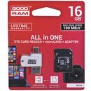GOODRAM All in one MicroSDHC UHS-I 16GB Clasa 10 Adaptor + card reader M1A4-0160R12