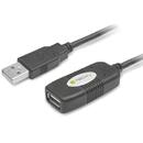TECHLY Techly Cablu prelungitor USB 2.0 activ USB A/USB A M/F 10m negru