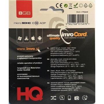 Card memorie Card Set memory IMRO 10/8G ADP (8GB; Class 10; + adapter)