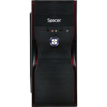 Carcasa CARCASA SPACER Middle-Tower ATX, sursa 450W, Mercury, , Front USB2.0+Audio, Body Black, "SPC-MERCURY"
