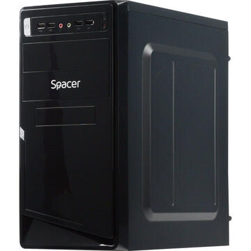 Carcasa CARCASA SPACER  Mini-Tower ATX, sursa 450W, Moon, Front USB2.0+Audio, black, "SPC-MOON"