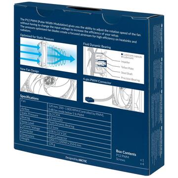 Ventilator Fan for enclosure Arctic Cooling P12 PWM ACFAN00133A (120 mm; 1800 rpm) negru