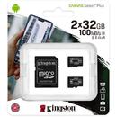 Kingston Card memory Kingston Canvas Select Plus SDCS2/32GB-2P1A (32GB; Class A1; Adapter, Memory card x 2)