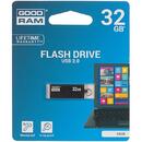 USB flash drive GoodRam Cube UCU2-0320K0R11,32GB; USB 2.0;Negru, citire 20 MB/s, scriere 5 MB/s