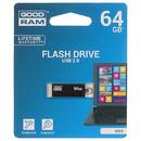 GOODRAM USB flash drive GoodRam Cube UCU2-0640K0R11,64GB; USB 2.0; Negru,Citire 20 MB/s,Scriere 5 MB/s