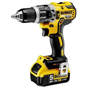 Masina de gaurit si insurubat cu percutie DeWalt cu 2 acumulatori 18V XR, 5Ah motor fara perii - DCD796P2