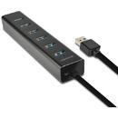 7x USB3.0 ALU Charging Hub Incl. AC Adapter, Black