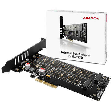 AXAGON PCI-E 3.0 4x - DUAL M.2 SSD (NVMe + SATA)