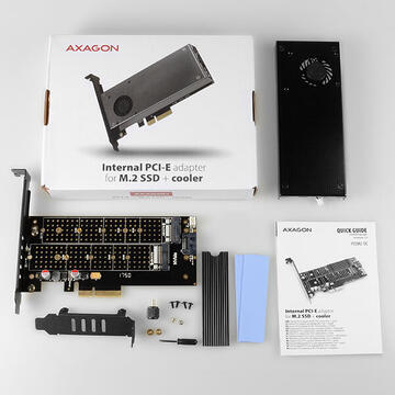 AXAGON Adaptor PCI-Express 3.0 x4 la dual M.2 SSD, Active cooler