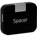 Spacer HUB extern SPACER, porturi USB: USB 2.0 x 4, conectare prin USB 2.0, negru, "SPH-316" (include timbru verde 0.5 lei)