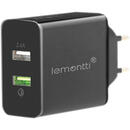 Lemontti Lemontti Incarcator Retea Quick Charge Dual USB Negru (port QC max 3.1A, port USB 2.4A)-T.Verde 0.1 lei/buc