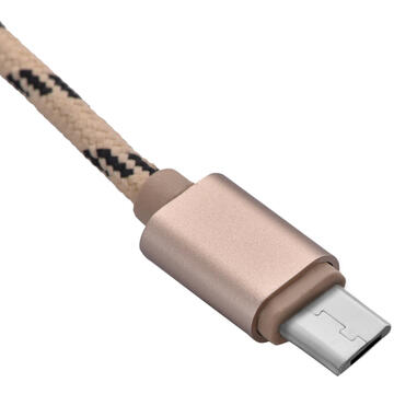 Devia Cablu Fashion MicroUSB Gold 1m (impletitura textila)-T.Verde 0.1 lei/buc