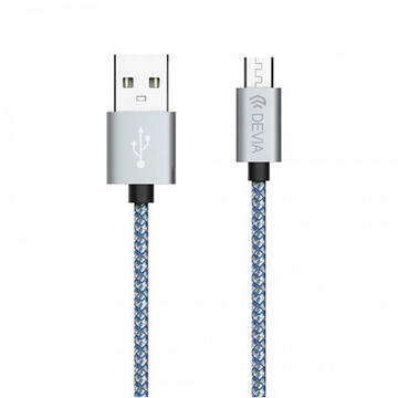 Devia Cablu Tube MicroUSB Gray (1m, impletitura textila)-T.Verde 0.1 lei/buc
