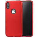 Meleovo Meleovo Carcasa 360 Shield iPhone X Red (culoare metalizata fina, captuseala din microfibra)
