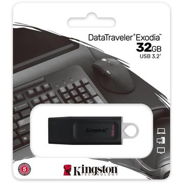 Memorie USB MEMORIE USB 3.2 Flash Drive Kingston 32GB Data Traveler Exodia, USB 3.2 Gen1, Black + White " "DTX/32GB"