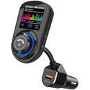 Spacer MODULATOR AUTO FM SPACER, Bluetooth 5.0. display 1.8" HD color, 1xUSB QC3.0 &amp; 1xUSB max. 5V/1A, 12V-24V, max. 10-15m, mic max. 0-3m, format MP3/WMA/WAV, 206 canale 87.5-108Mhz, USB disk, microSD,  answer/reject/hang up/redial, black, "SPFM-03-QC"