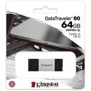 Kingston DataTraveler 80 USB flash drive 64 GB USB Type-C 3.2 Gen 1 (3.1 Gen 1) Black,Silver
