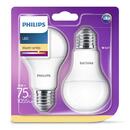 Philips Set 2 becuri LED Philips, 11W (75W), E27, 1055 lm, Alb cald, clasa enerrgetica A+