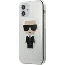 Karl Lagerfeld Husa Capac Spate Glitter Ikonik Karl Argintiu APPLE Iphone 12 mini