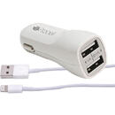 ProCell Procell Incarcator Auto Dual 2.1 USB Lightning Alb 1m (cablu MFI)-T.Verde 0.1 lei/buc