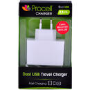 ProCell Procell Incarcator Retea 2.1A Dual USB Alb cu cablu MicroUSB 1m-T.Verde 0.1 lei/buc