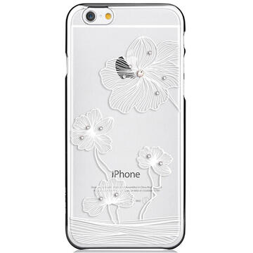Husa Comma Carcasa Crystal Flora iPhone 6/6S Silver (Cristale Swarovski, electroplacat)