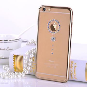 Husa Comma Carcasa Crystal Camelia iPhone 6/6S Blue Diamond (Cristale Swarovski®, electroplacat, protectie 360°)