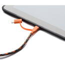 Boompods Boompods Cablu Duo MicroUSB &amp; Lightning MFI Orange (1m, impletitura textila)-T.Verde 0.1 lei/buc