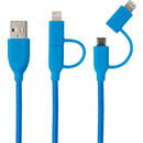 Boompods Boompods Cablu Duo MicroUSB &amp; Lightning MFI Blue (1m, impletitura textila)-T.Verde 0.1 lei/buc