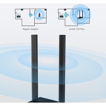 TP-LINK Archer T4U Plus AC1300, extern wireless 2.4 GHz | 5 GHz, USB 3.0, port, 867 Mbps, antena externa x 2