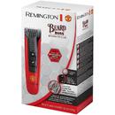 Aparat de tuns pentru barba/mustata Remington MB4128 Manchester United Beard Boss Styler, Lame CaptureTrim, Lame lavabile, Indicator LED, Rosu/ Negru