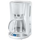Cafetiera Russell Hobbs Inspire White 24390-56, 1100 W, 1.25 l, Tehnologie WhirlTech, Timer digital, Alb/Crom