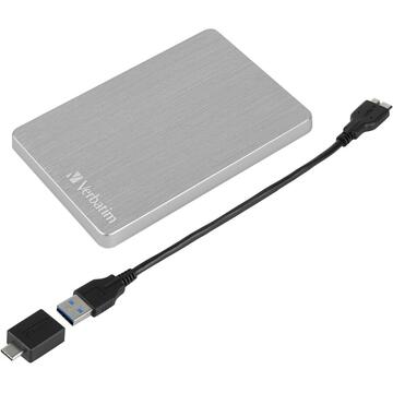 Hard disk extern Verbatim Store n Go 2,5  ALU 1TB USB 3.2 Gen 1 Silver