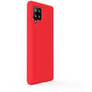 Lemontti Husa Liquid Silicon Samsung Galaxy A42 5G Red (protectie 360°, material fin, captusit cu microfibra)