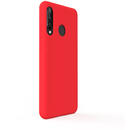 Lemontti Husa Liquid Silicon Huawei P30 Lite Red (protectie 360°, material fin, captusit cu microfibra)