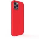 Lemontti Husa Liquid Silicon iPhone 12 Pro Max Red (protectie 360°, material fin, captusit cu microfibra)