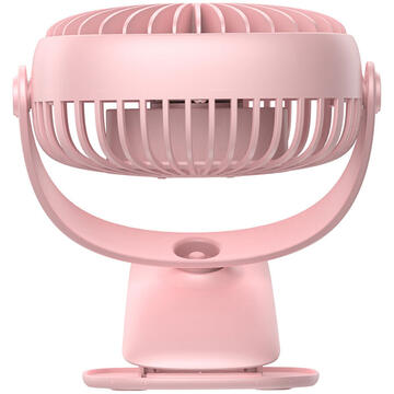 Baseus Ventilator Birou Pink incarcare USB, 360°, prindere cu clips