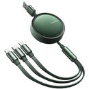 Mcdodo Cablu 3 in 1 Retractable Lightning & MicroUSB & Type-C Green (3A, 1.2m)-T.Verde 0.1 lei/buc