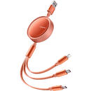 Mcdodo Cablu 3 in 1 Retractable Lightning & MicroUSB & Type-C Orange (3A, 1.2m)-T.Verde 0.1 lei/buc