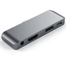SATECHI Satechi Multihub Mobile Pro Type-C la HDMI 4K, Jack 3.5mm, USB-A si USB-C Space Gray (Aluminiu)