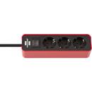 Brennenstuhl "Ecolor" Multi Socket, 3 sockets, 2-pole switch, 1.5m, red/black