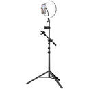 Mcdodo Mcdodo Trepied Extensibil Selfie Light Ring cu suport microfon Black (max 200 cm, lumina led, telecomanda pe fir)