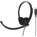 CS200 USB Headsets, On-Ear, Wired, Microphone, Black