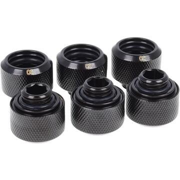 Alphacool Eiszapfen pipe connection 1/4" on 16/10mm, black, 6-pack (17379)