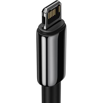 Baseus Tungsten Gold, Fast Charging, USB la Lightning 2.4A braided 1m, Negru