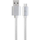 Gembird CCB-mUSB2B-AMCM-6-S USB 2.0 cable to type-C, cotton braided, metal connectors, 1.8m, silver