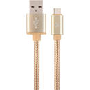 Gembird CCB-mUSB2B-AMCM-6-G USB 2.0 cable to type-C, cotton braided, metal connectors, 1.8m, gold