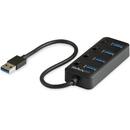 STARTECH 4 Port USB 3.0 Hub - USB-A to 4x USB 3.0 Type-A with Individual On/Off Port Switches - SuperSpeed 5Gbps USB 3.1/3.2 Gen 1 - USB Bus Powered - Portable - 9.8" Attached Cable